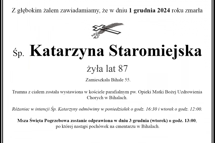 Zmarła Katarzyna Staromiejska
